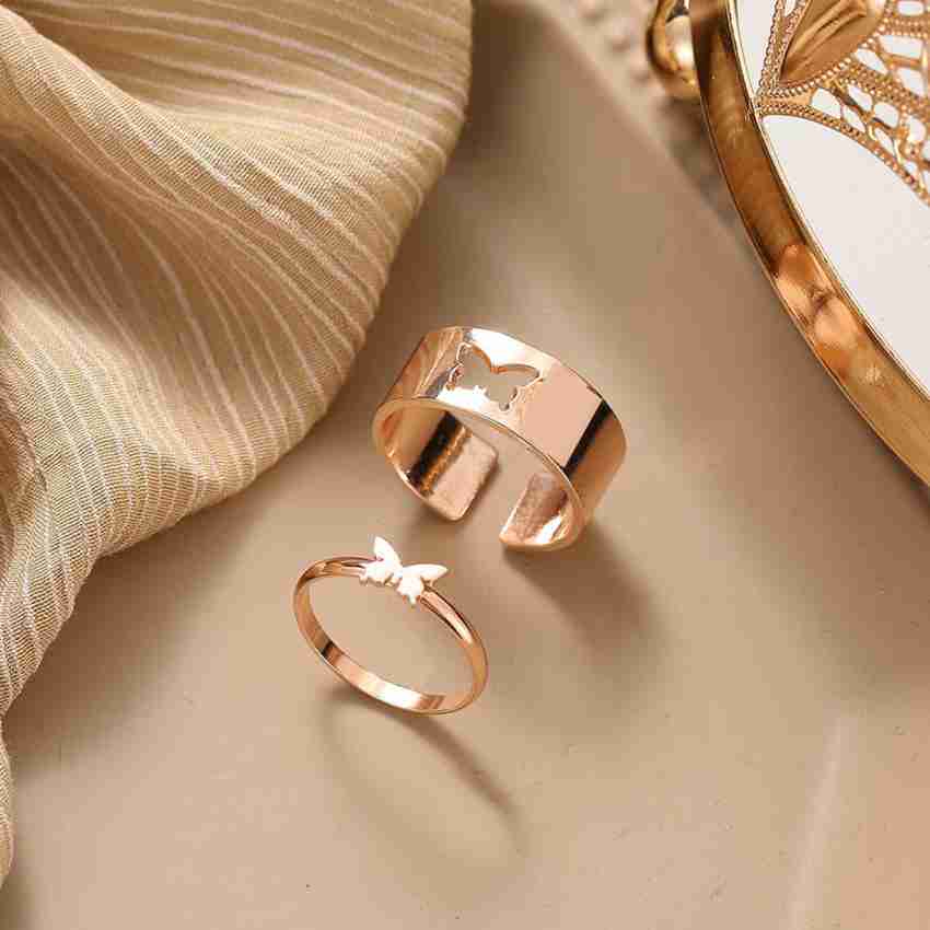 Louis Vuitton Love Letters Crystal Gold and Silver Tone Set of 2 Rings