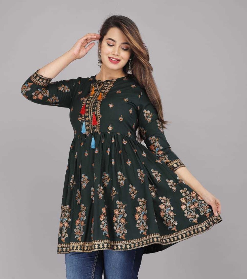 ujala fashion Casual Printed Women Dark Green Top Buy ujala