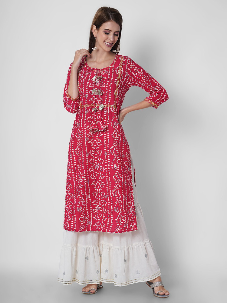 Buy Ishin Women Pink  White Striped Kurta With Sharara  Kurta Sets for  Women 9004949  Myntra
