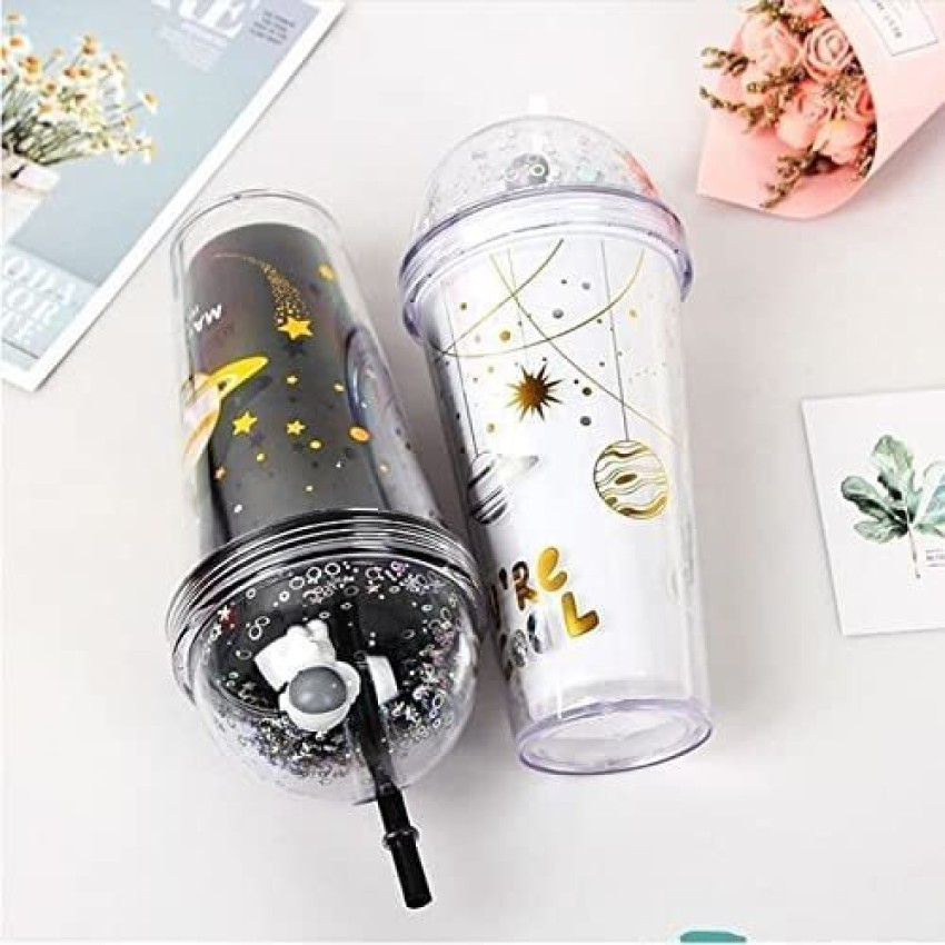 Elipsis Space Wall Design Cute Sipper Glass/Tumbler with Straw 500