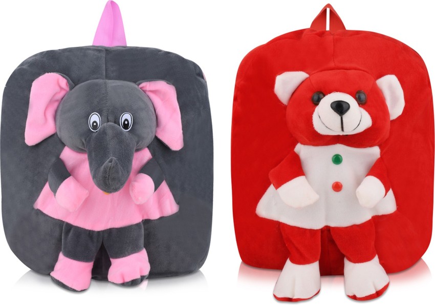Buy Elephant And Teddy Bag Soft Material School Bag For Kids Plush Backpack  Cartoon Toy  Children's Gifts Boy/Girl/Baby/ Decor For Kids(Age 2 to 6  Year) and Suitable For Nursery,UKG,NKG Student 