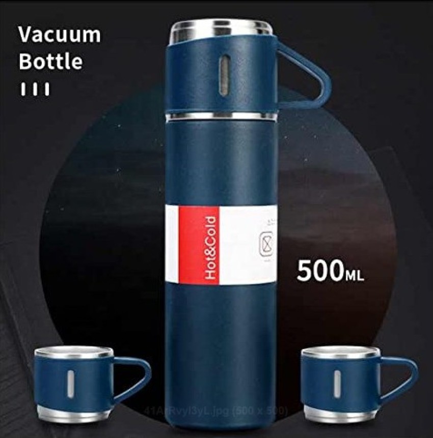 Vacuum Flask Set with 3 Stainless Steel Cups Combo - 500ml - Keeps HOT/Cold