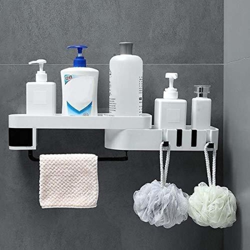 Rotatable Corner Shelf With 2 Hooks, Shower Shelf Organizer Rack, Corner  Shelf, Bathroom Shelf, Self Adhesive White Bathroom Shelves Basket, Shower  Corner Organizer Shelves, No Drilling Shower Storage Rack For Bathroom Dorm