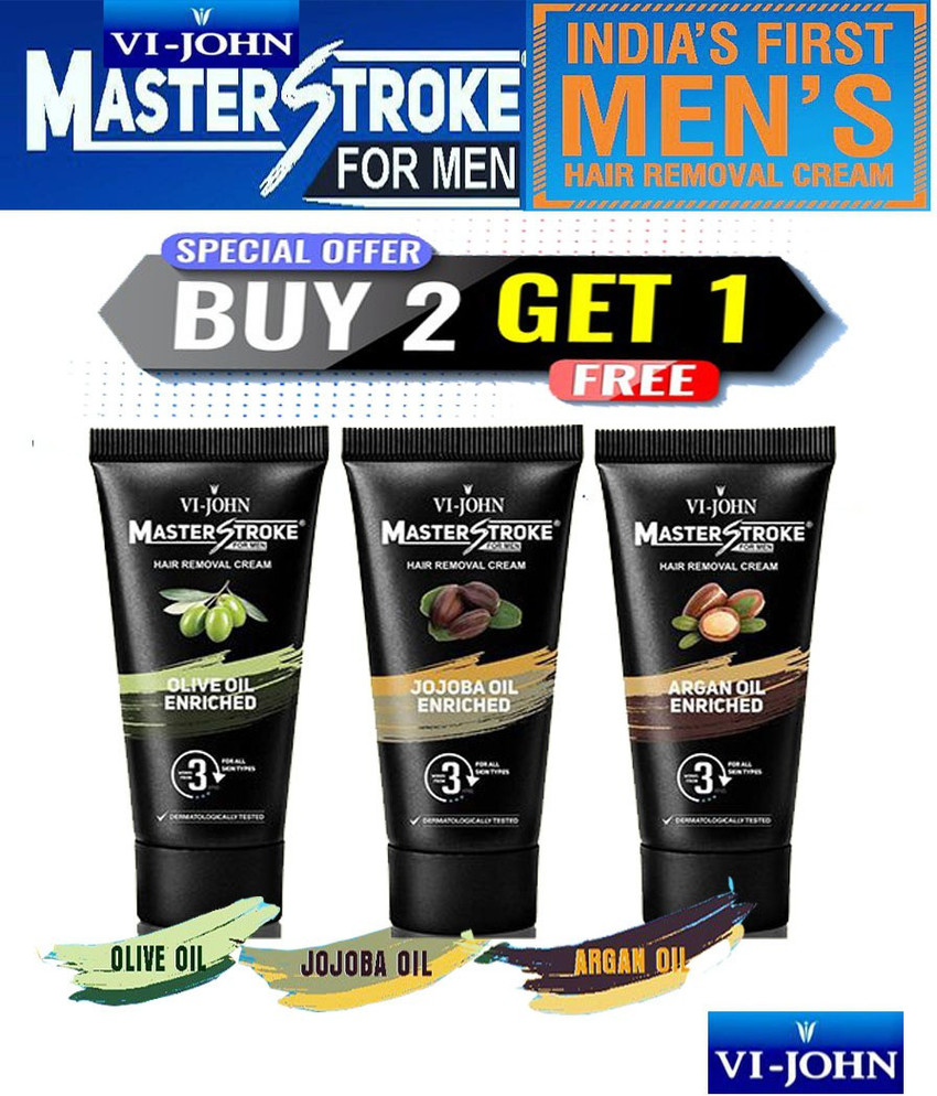 vi john VI-JOHN Men Hair Removal Cream Olive/jojoba/Argan Oil 60GM Pack of  3 Cream Cream - Price in India, Buy vi john VI-JOHN Men Hair Removal Cream  Olive/jojoba/Argan Oil 60GM Pack of