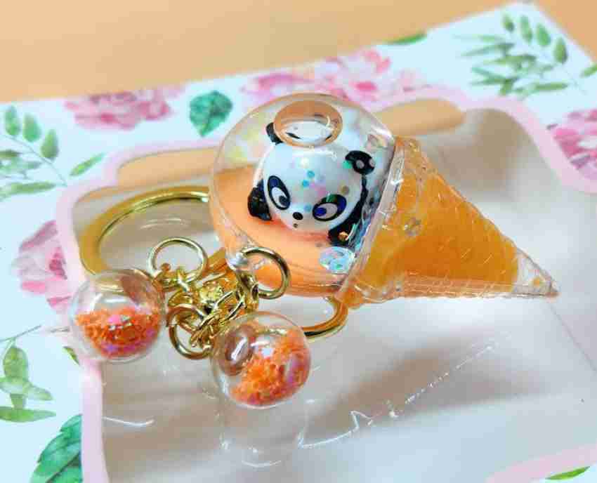 Spicy Bliss Panda Water Glitter Key Ring for Kids Stylish Key Chain for Girls Birthday Party Return Gifts (Panda Star Keyring 2 Piece)