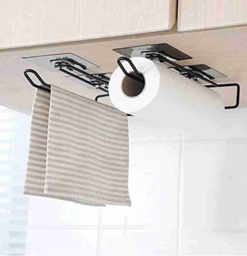 Single Adhesive No-drilling Paper Towel Holder, Kitchen Adhesive  No-drilling Cling Film Holder, Wall Mount Storage Organizer