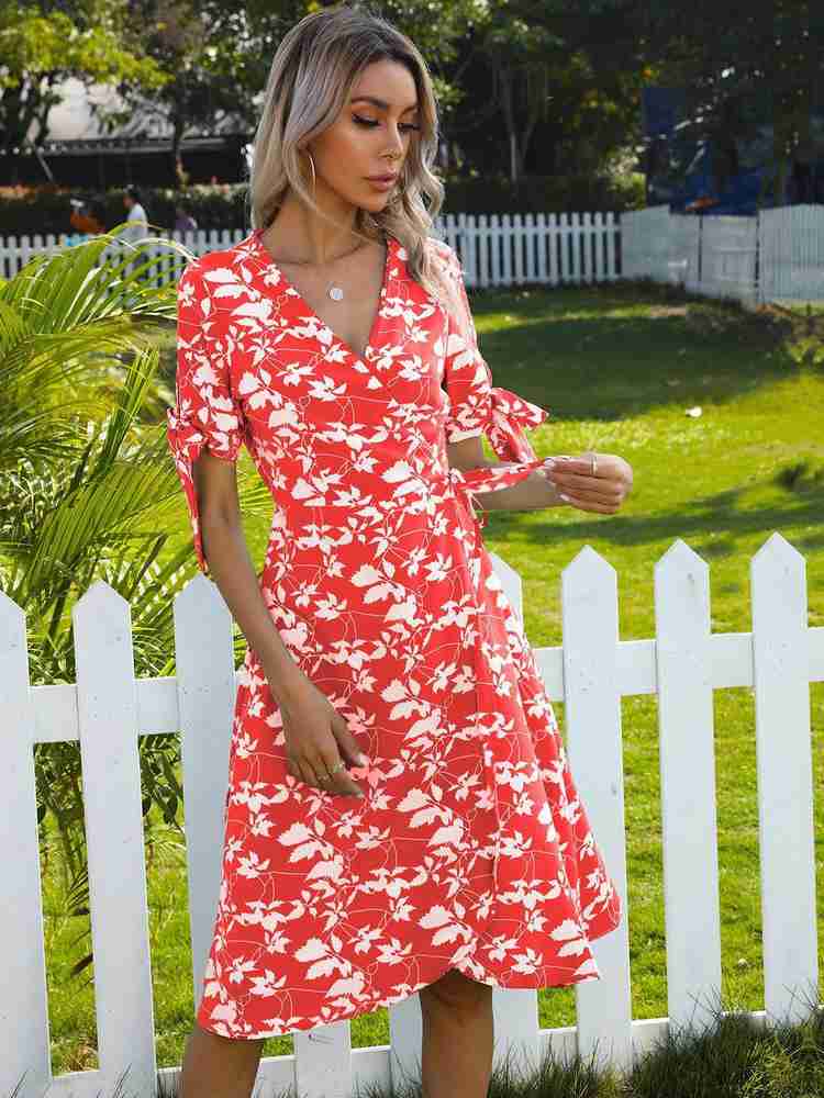 Urbanic Women Wrap Red Dress - Buy Urbanic Women Wrap Red Dress Online at  Best Prices in India | Flipkart.com