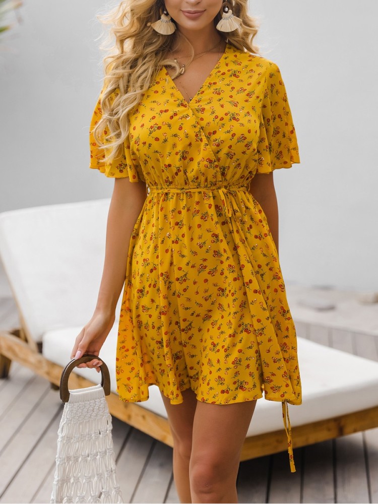 Urbanic Women Wrap Yellow Dress - Buy Urbanic Women Wrap Yellow Dress  Online at Best Prices in India