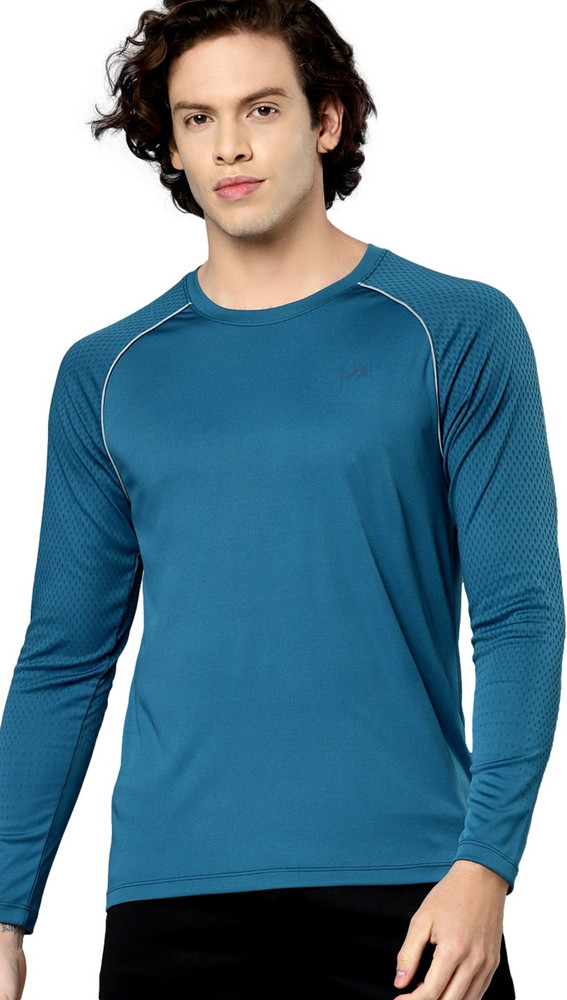 ALCIS Solid Men Round Neck Blue T-Shirt 
