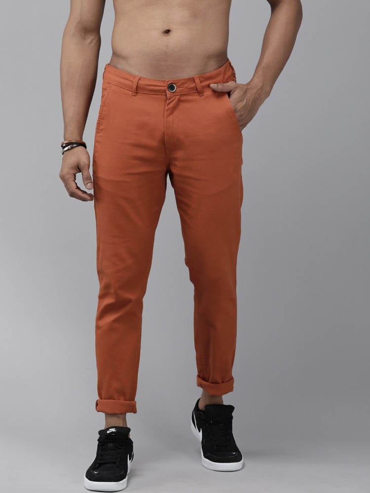 Roadster Slim Fit Men Orange Trousers  Buy Roadster Slim Fit Men Orange  Trousers Online at Best Prices in India  Flipkartcom