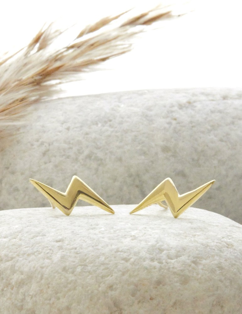 Buy Golden Lightning Bolt Stud Earrings for Women Online in India