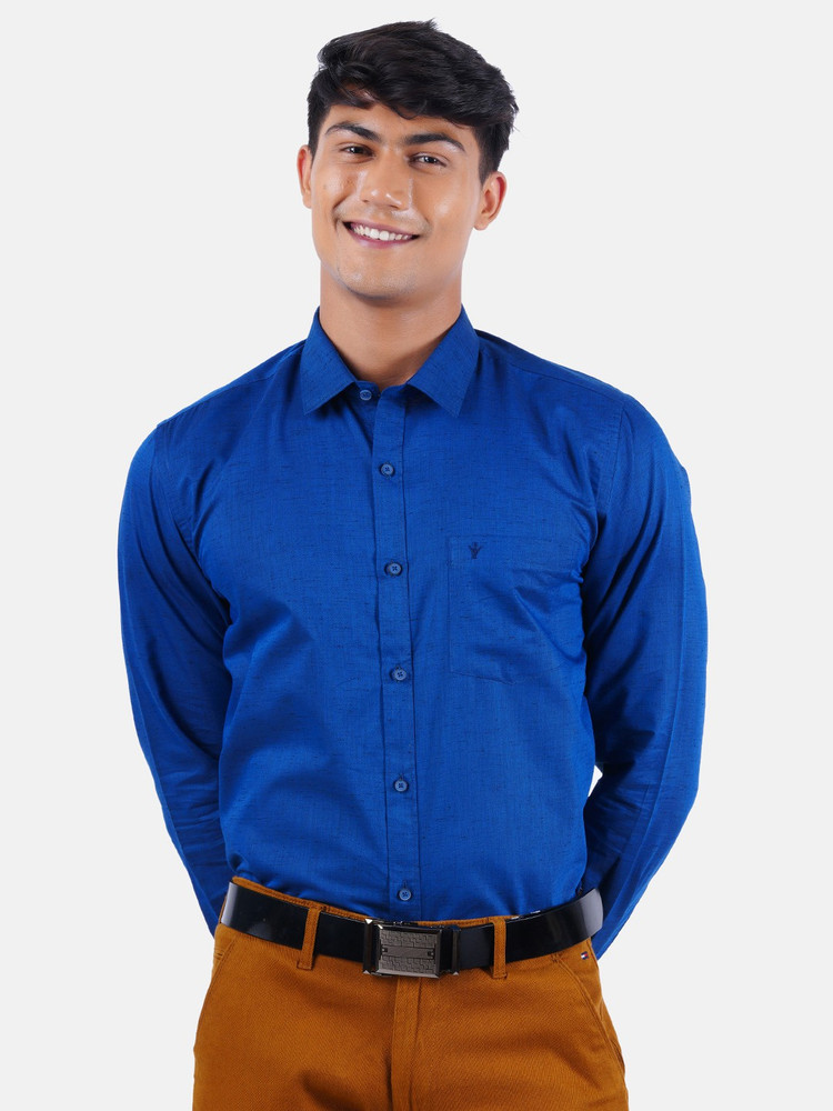 Buy Ramraj Cotton Men Solid Casual Blue 