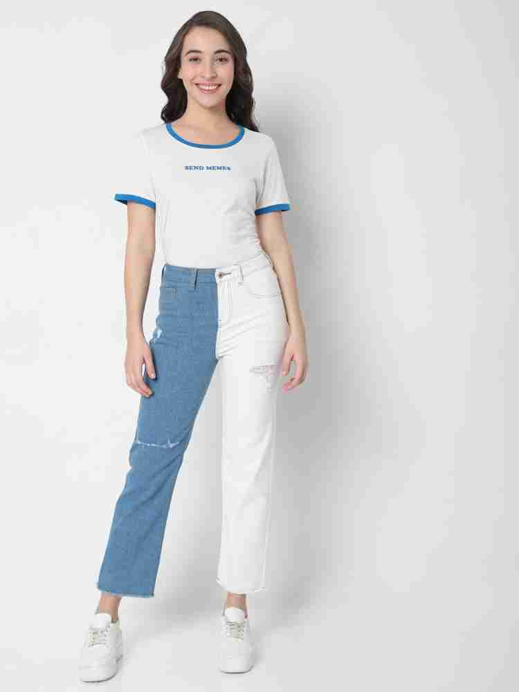 VERO MODA Women Blue, Jeans - Buy VERO MODA Regular Women Blue, White Jeans Online at Best Prices in India | Flipkart.com