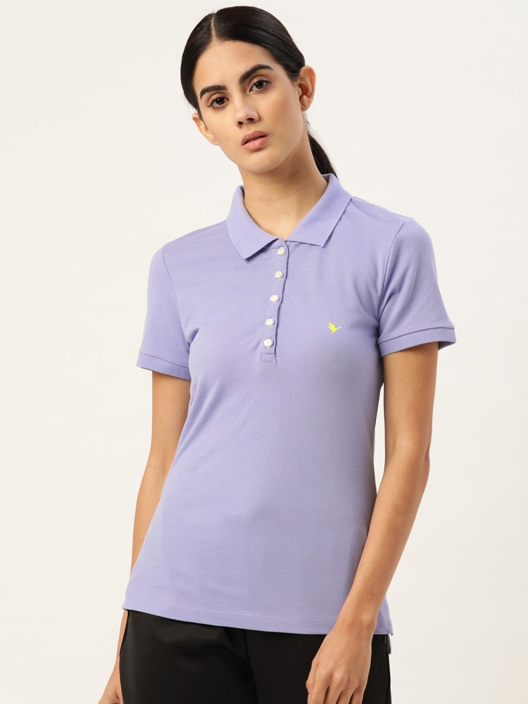 AM SWAN Solid Women Polo Neck Purple T-Shirt - Buy AM SWAN Solid Women Polo  Neck Purple T-Shirt Online at Best Prices in India 