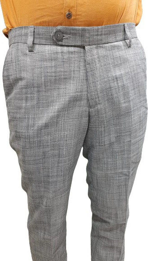Buy Selected Homme Sand Checked Slim Fit Flat Front Trousers for Men Online   Tata CLiQ Luxury