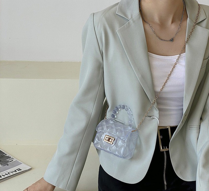 EVA White Clutch Chain Pvc Mini Sling Bag Fashion Girls Jelly Bags