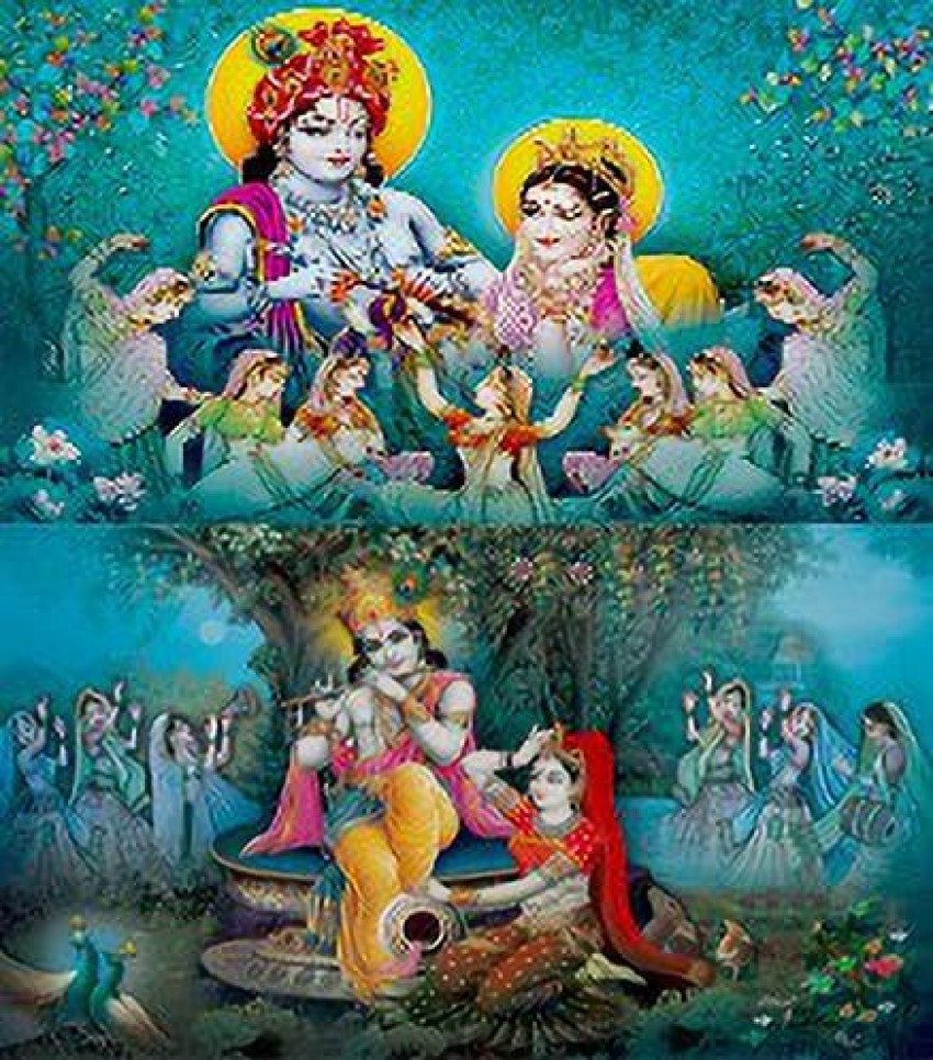 Cute Radhe Krishna wall poster for room scenery sticker for hall ...