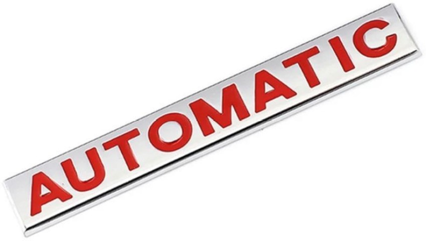 Auto MT Automatic SILVR RED Logo 10.3x1.5cm Car Metal Emblem 3D