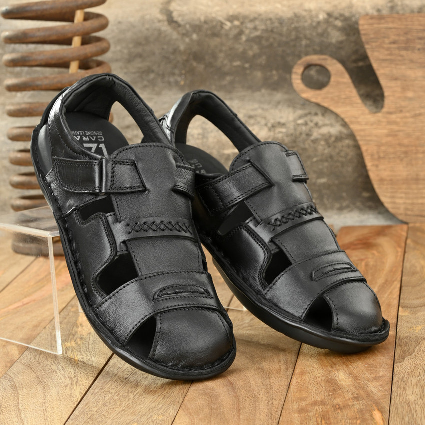 branded leather sandals