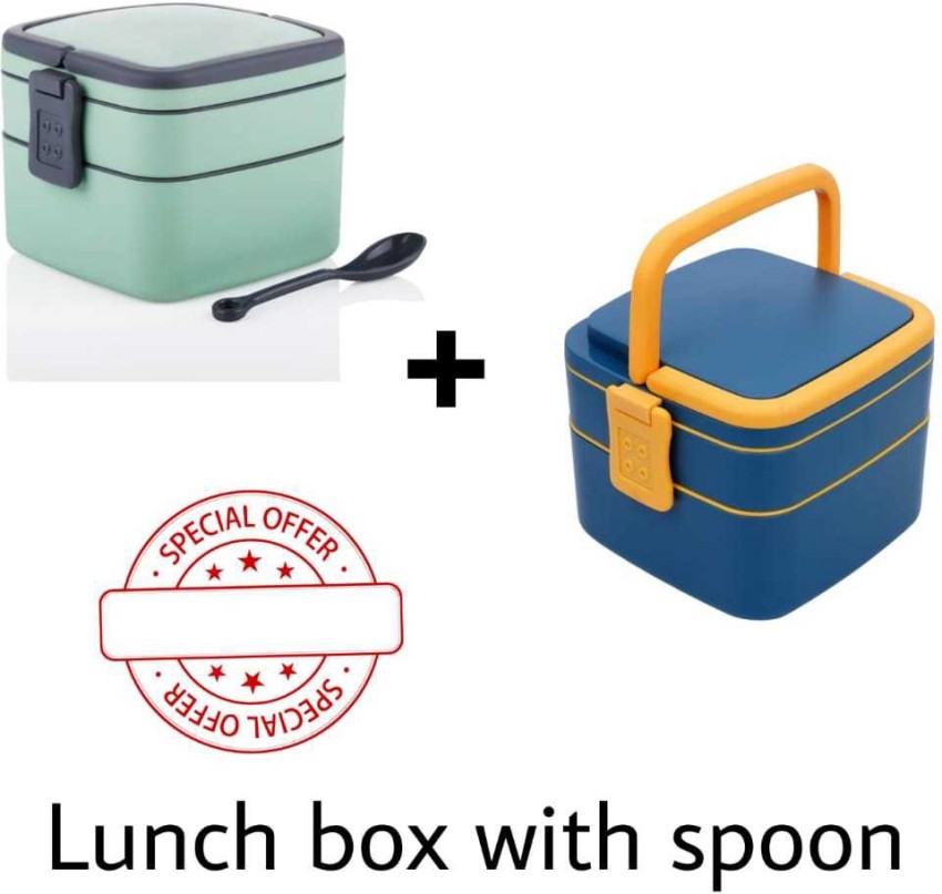 1200ml 2 Layers Portable Student Lunch Box with Fork Spoon