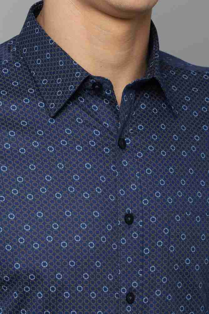 Louis Philippe Ceremonial Shirts, Men Blue Slim Fit Print Full