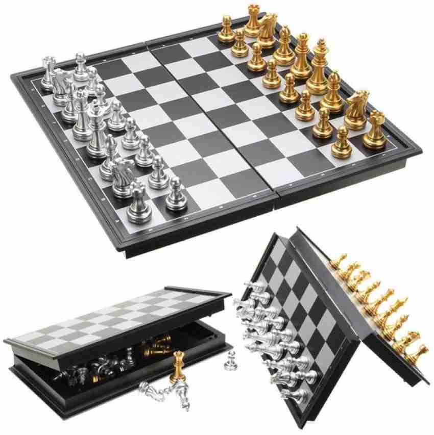 Large Strange Chess Set Folding Family Silver Gold Chess Pieces