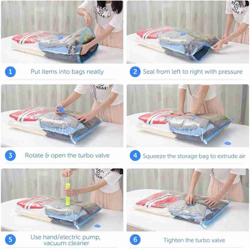 DEFENCER Vacuum Storage Bags for Clothes,(Pack of 10+Hand Pump