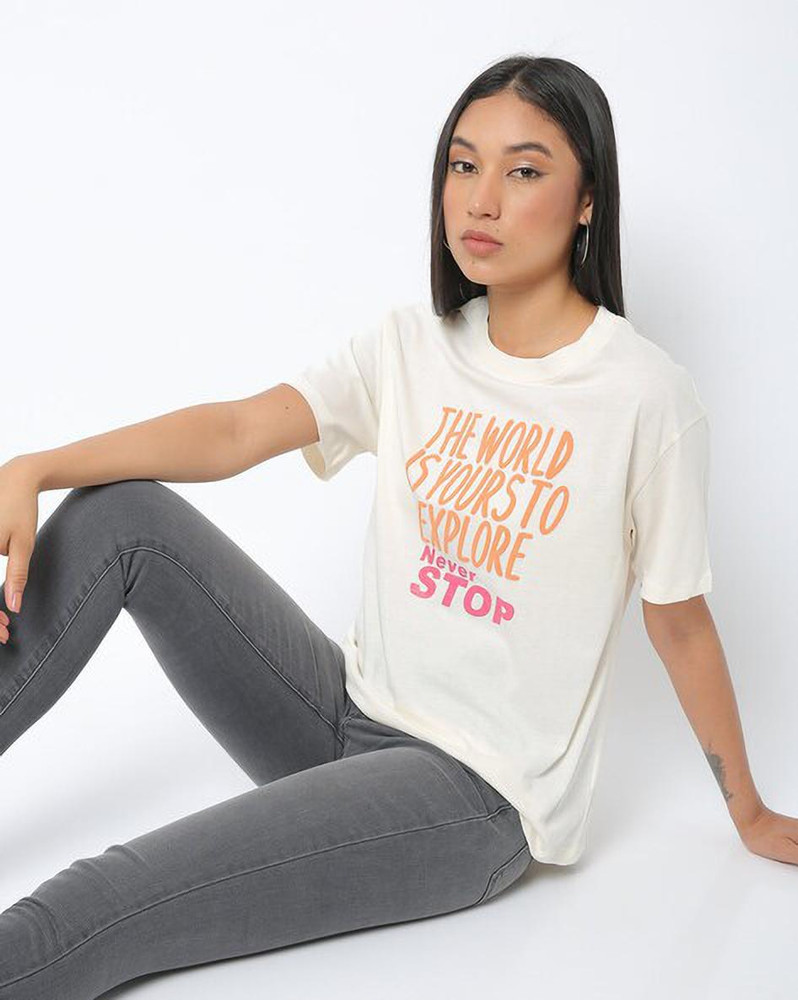 Buy dnmx Typography Women Crew Neck 