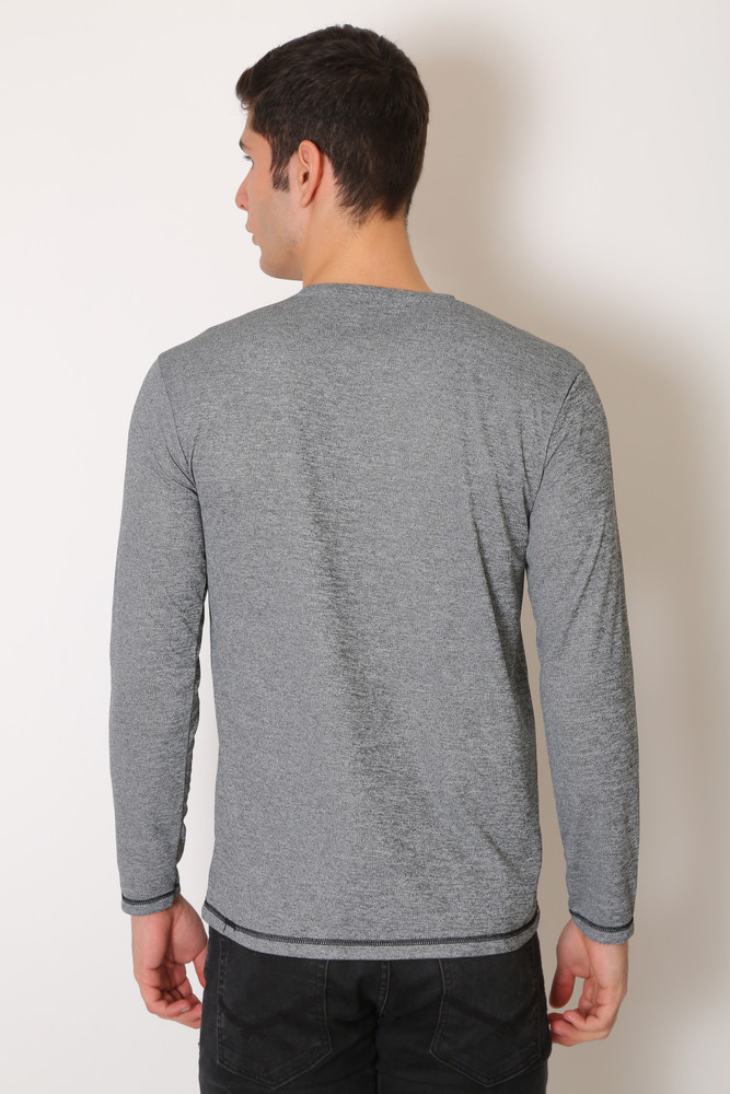 JMP Solid Men Round Neck Grey T-Shirt 