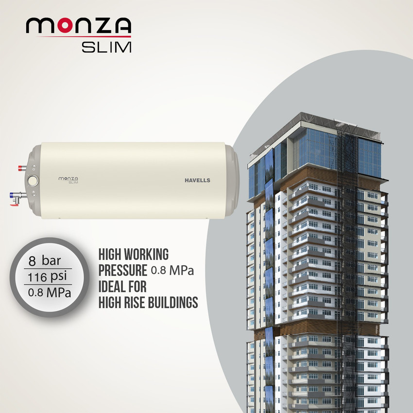 HAVELLS 15 L Storage Water Geyser (Monza Slim HR, White) Price in India -  Buy HAVELLS 15 L Storage Water Geyser (Monza Slim HR, White) online at  Flipkart.com
