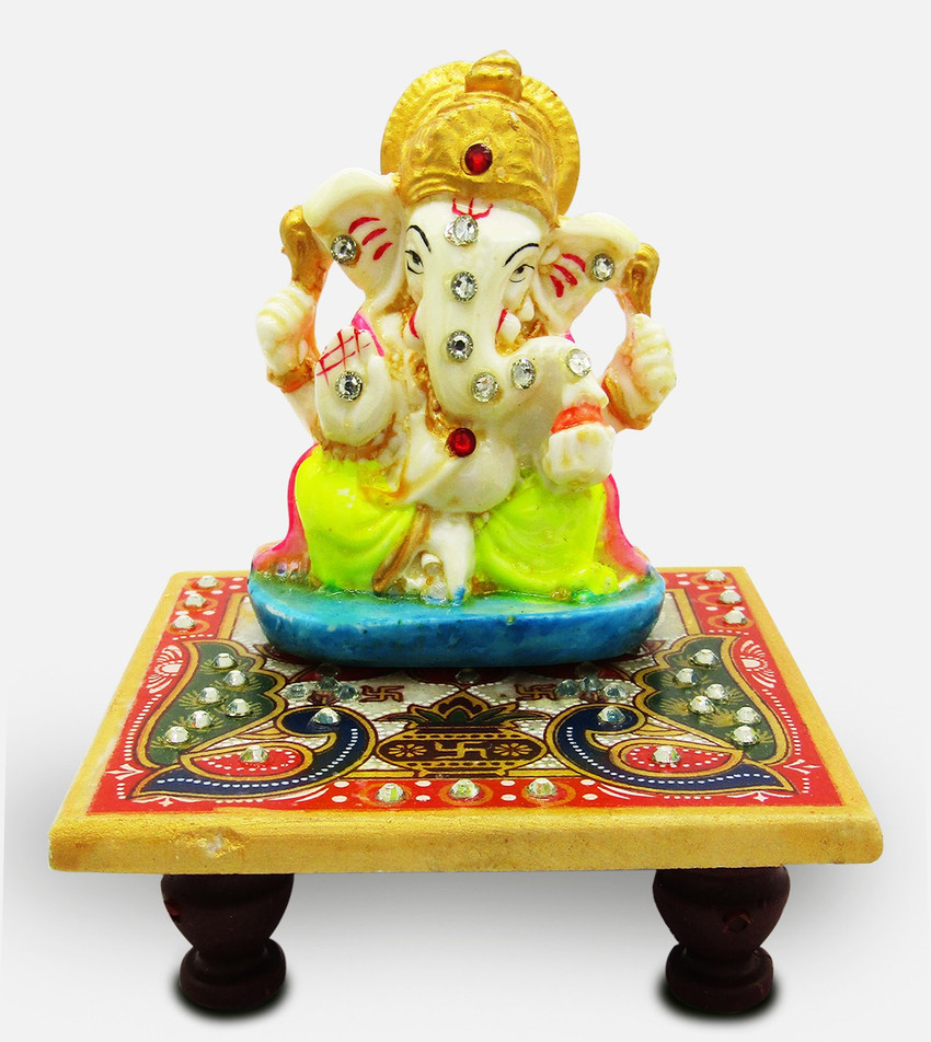 Herbisense Beautiful Lord Ganesha with Puja Chowki Marble Ganpati ...