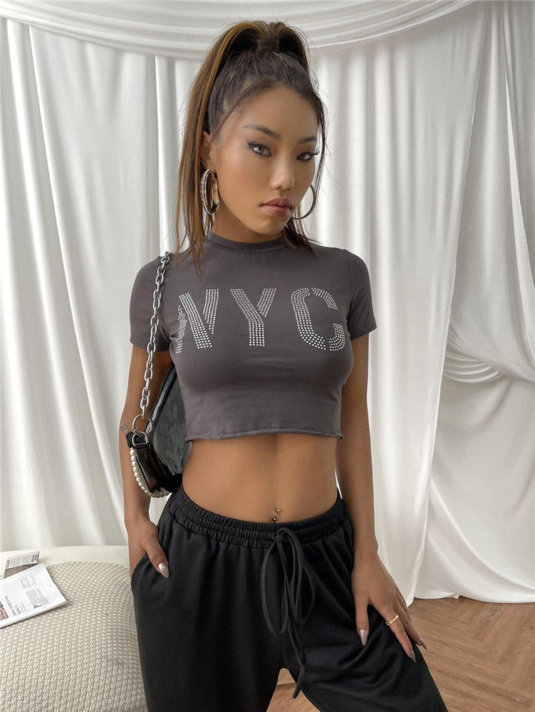 Urbanic Printed Women Round Neck Grey T 