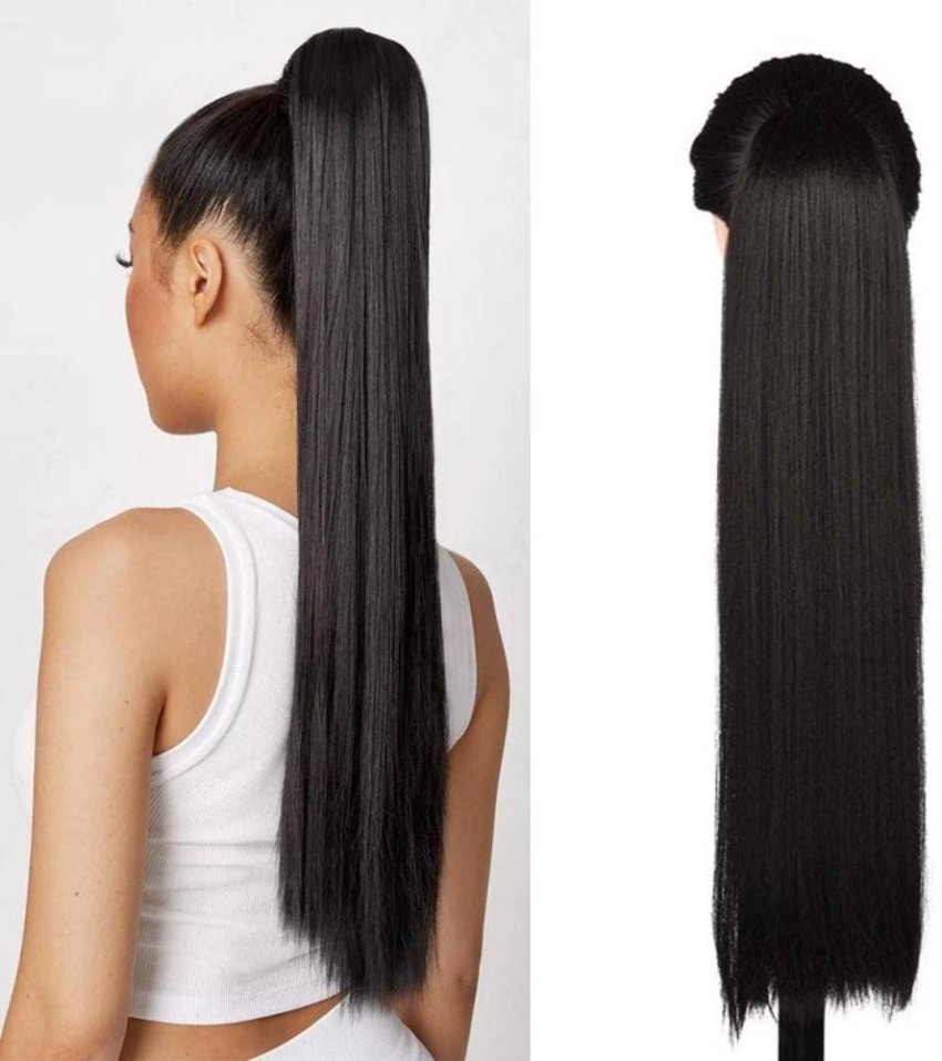 Buy Straight Remy Human Hair Ponytail Extension Wrap Drawstring Puff Long  Ponytails Hairpieces for Women with Two Clips 1B 125gset24inch Online  at Low Prices in India  Amazonin