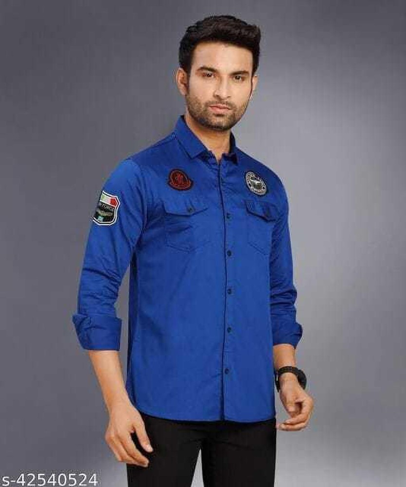 Buy Royal Blue Denim Shirt for Men Online in India -Beyoung