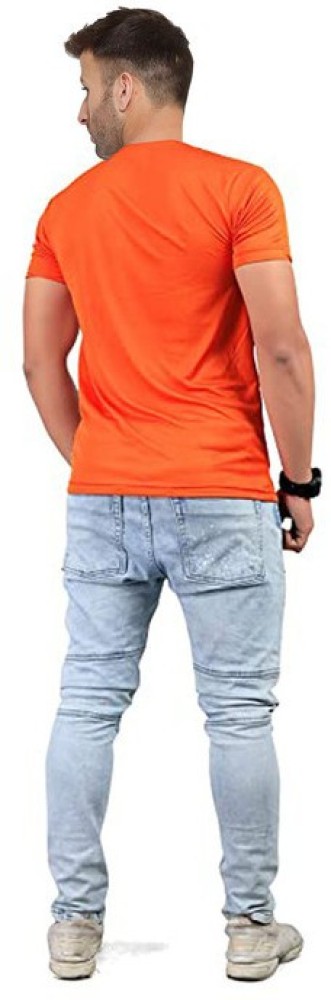 Buy Meghli Fashion Men Orange, Yellow Solid Cotton Blend Pack Of 2