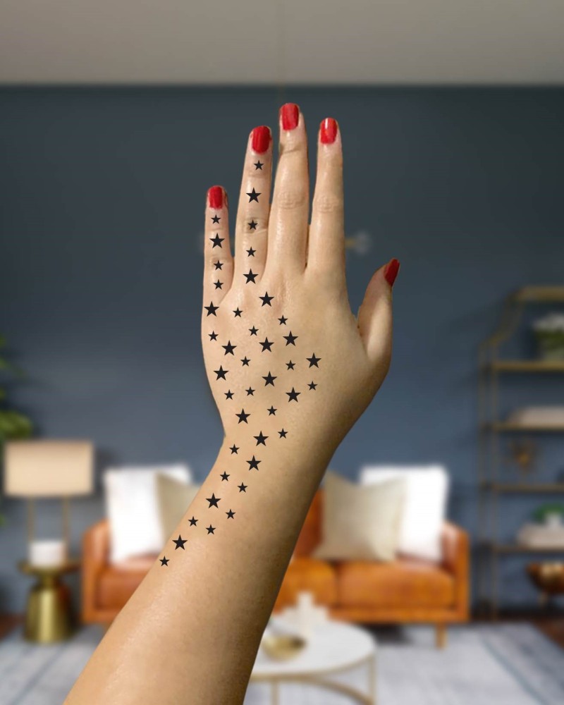 Cute Henna Star Tattoo Design on the Woman Palm Stock Image  Image of  tattoo people 174305757