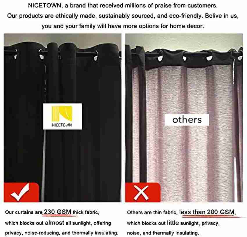 NICETOWN 172.72 cm (6 ft) Polyester Blackout Window Curtain (Pack