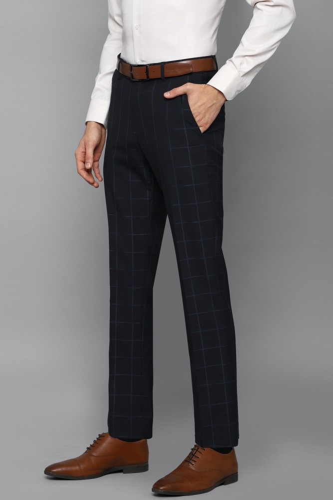 Buy LOUIS PHILIPPE Grey Checks Polyester Blend Slim Fit Mens Trousers   Shoppers Stop