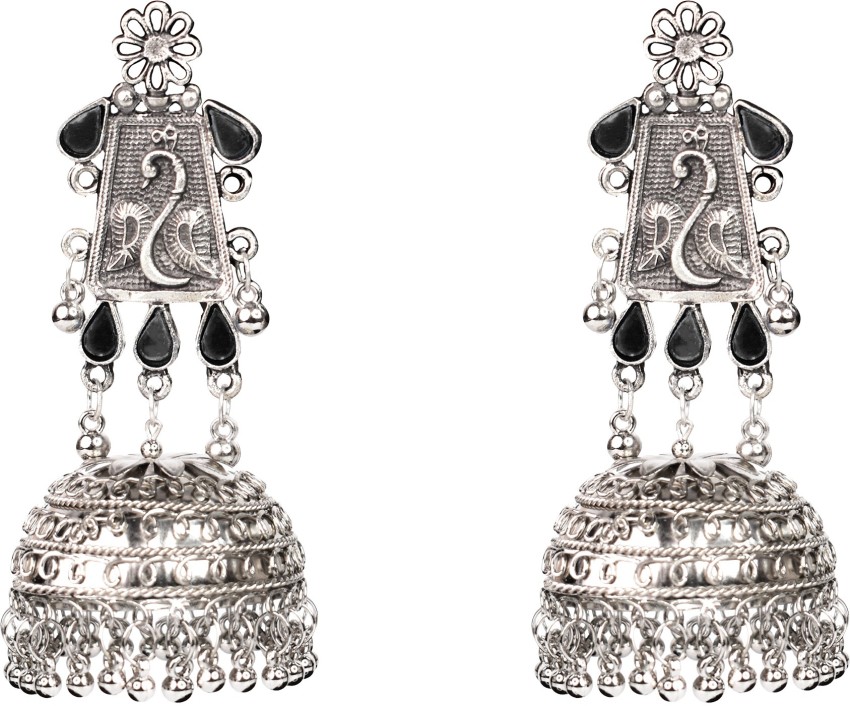 Jeyaaz - Silver color Jhumka Drop Earrings & India | Ubuy