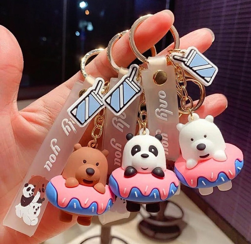 Cute Bear Keychains Cartoon Characters PVC 3D Keychain School bag handbag  pendant Car keychains accessories promotional gifts, Pack of 2