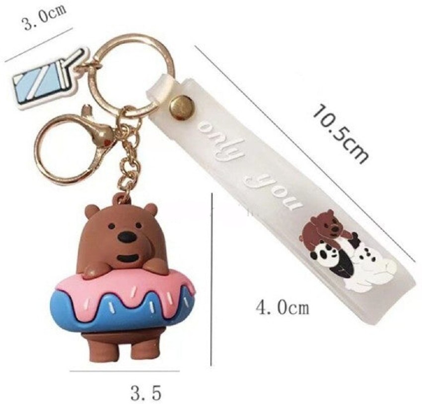 Cute Bear Keychains Cartoon Characters PVC 3D Keychain School bag handbag  pendant Car keychains accessories promotional gifts, Pack of 2