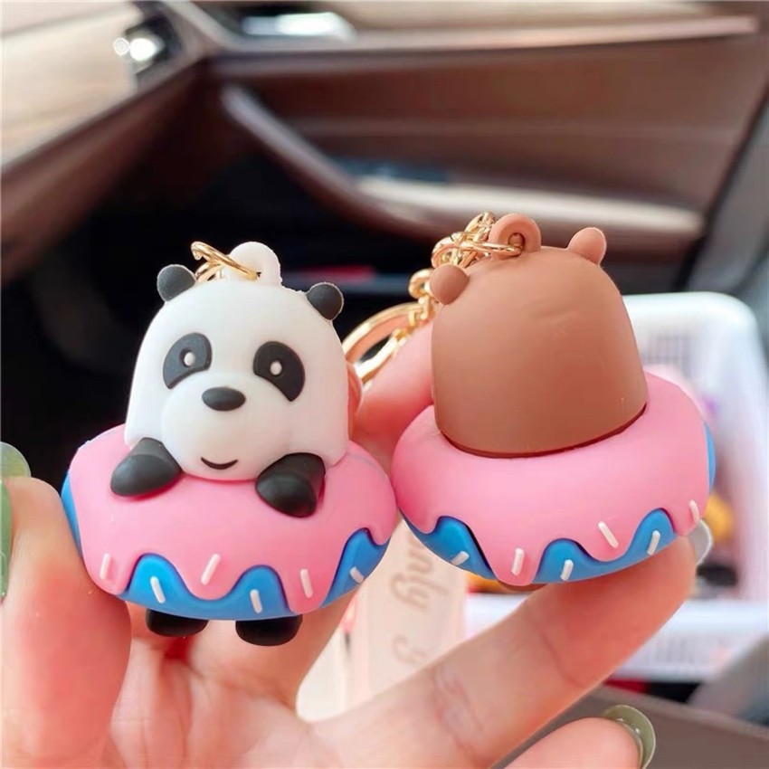 Cute Bear Keychains Cartoon Characters PVC 3D Keychain School bag handbag  pendant Car keychains accessories promotional gifts, Pack of 2