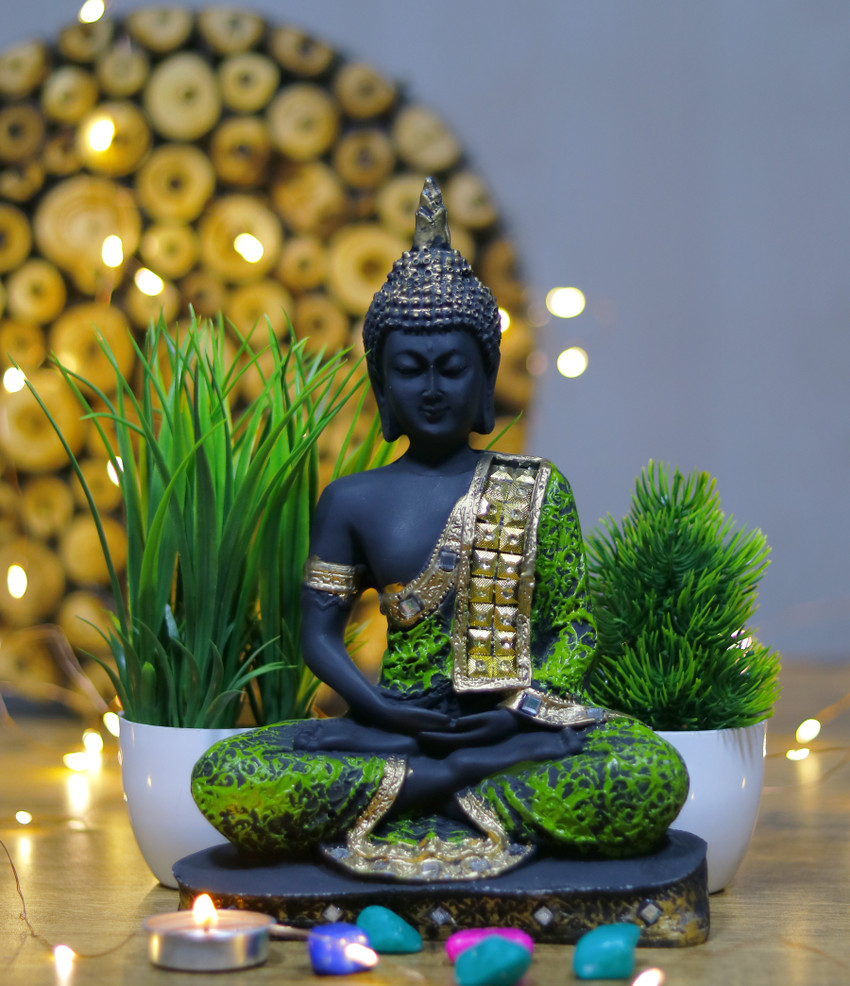 Flipkart Perfect Homes Beautiful Meditating Lord Buddha With Two ...