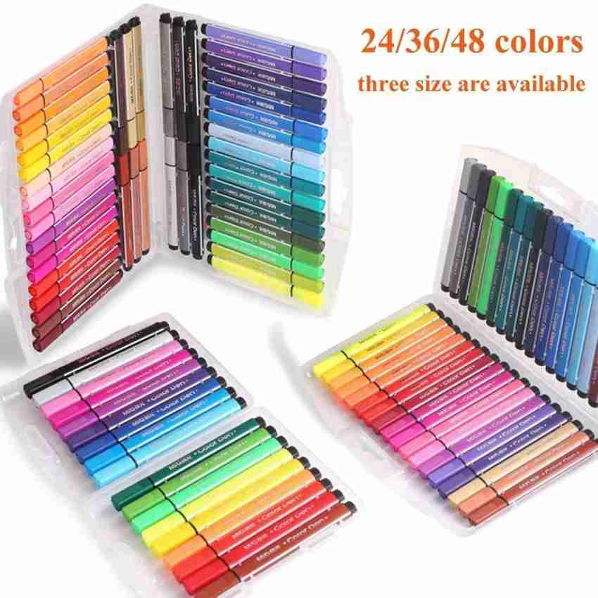 Pulsbery 48 Pieces Washable Water Color Pen Set For Painting, Coloring For Kids Nib Sketch Pens with Washable Ink - Sketch pen For Kids