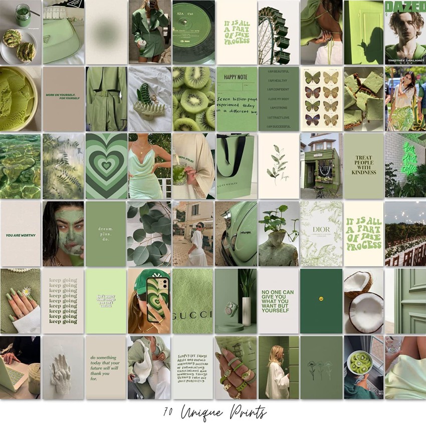 Aesthetic Wall Collage Kit  60pcs 46inch Sage Green Aesthetic Posters  Water Resistant Paper Comes With Adhesive Tape From Top To Bottom  Photographic Paper  Decorative posters in India  Buy art