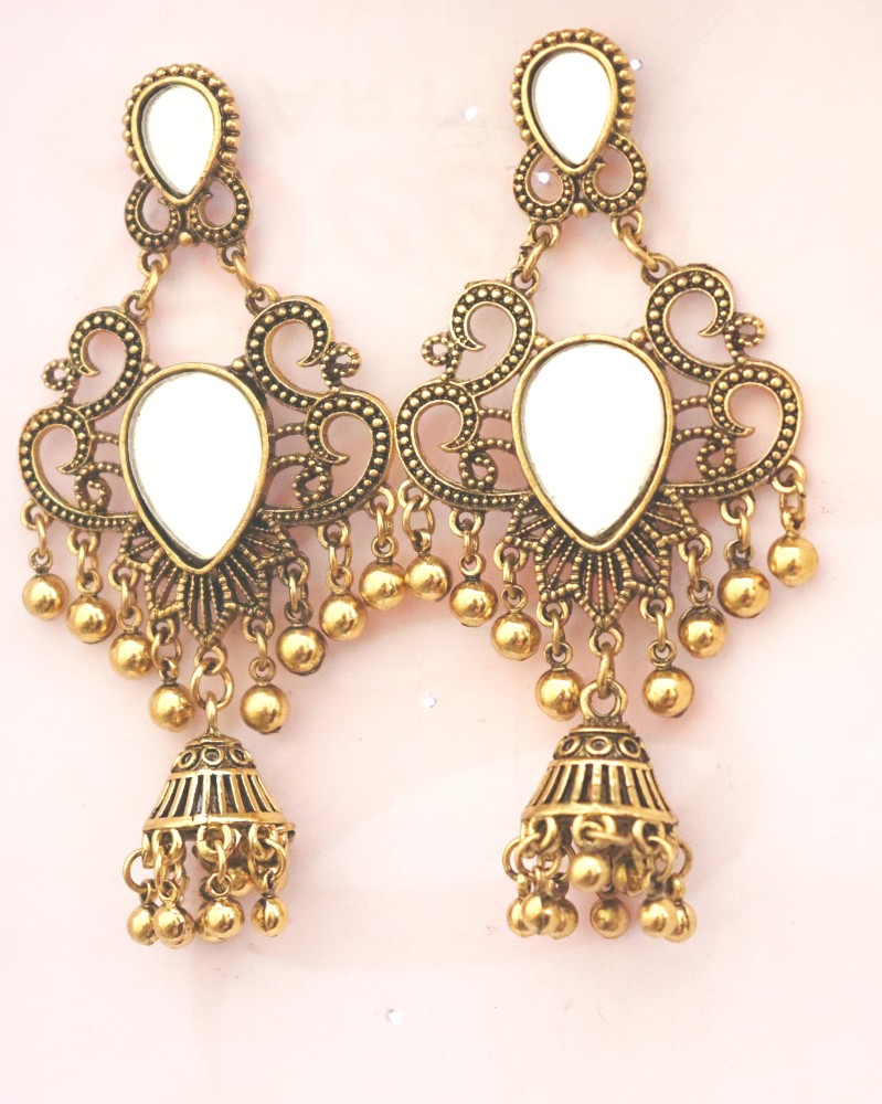 Flipkartcom  Buy Shahi Pehnawa Jadau Jhala 1gm gold polished Diamond  Brass Copper Earring Set Online at Best Prices in India