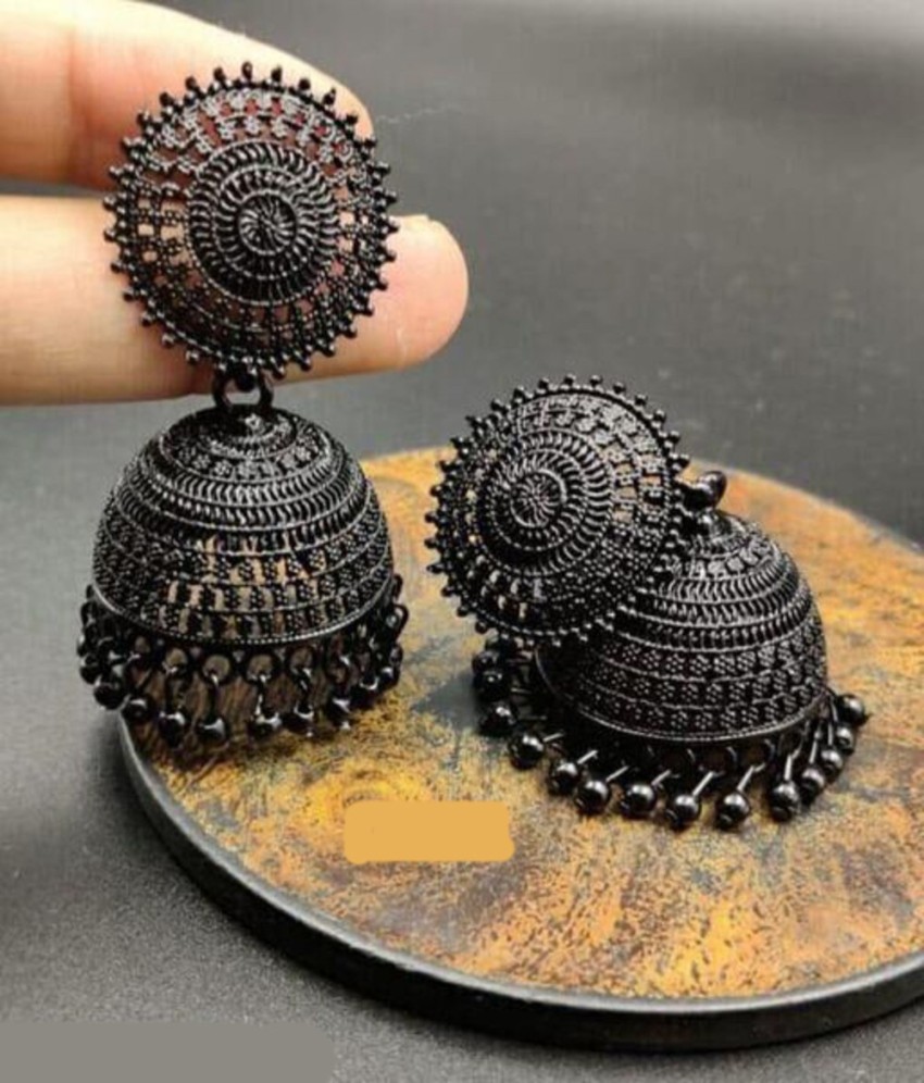 Buy online Black Brass Jhumka Earring from fashion jewellery for Women by  Happy Stoning for 299 at 82 off  2023 Limeroadcom
