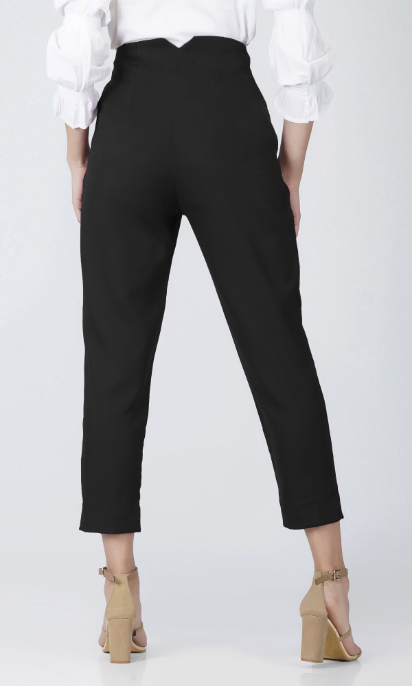 Topshop Petite tailored slim high waisted pleat trouser in black  ASOS