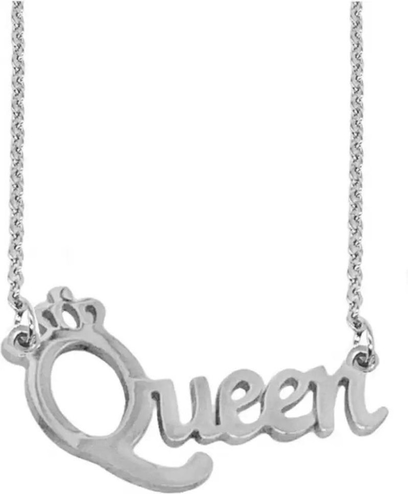 MEENAZ Queen Name Letter Locket Chain Necklace For girls women ...