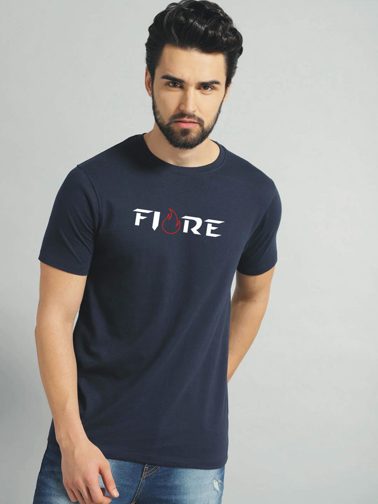 jorkk Printed Men Round Neck Navy Blue 